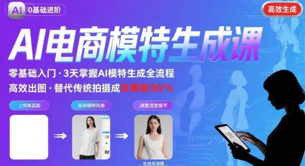 AI模特进阶课程，0基础高效生成逼真电商模特图网赚库-项目库-轻创网-中创网-福缘网-冒泡网-资源之家-AI光年冉冉网赚资源