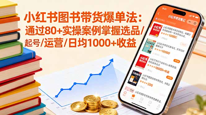小红书图书带货爆单法：通过80+实操案例掌握选品/起号/运营/日均1000+收益网赚库-项目库-轻创网-中创网-福缘网-冒泡网-资源之家-AI光年冉冉网赚资源