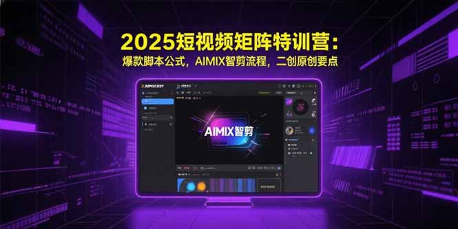 2025短视频矩阵特训营：爆款脚本公式，AIMIX智剪流程，二创原创要点网赚库-项目库-轻创网-中创网-福缘网-冒泡网-资源之家-AI光年冉冉网赚资源