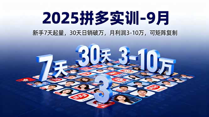 2025拼多多实训-9月：新手7天起量,30天日销破万,月利润3-10万,可矩阵复制网赚库-项目库-轻创网-中创网-福缘网-冒泡网-资源之家-AI光年冉冉网赚资源