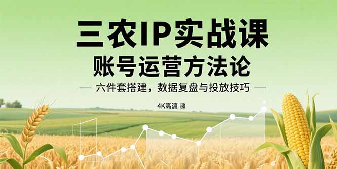 三农IP实战课：账号运营方法论，六件套搭建，数据复盘与投放技巧网赚库-项目库-轻创网-中创网-福缘网-冒泡网-资源之家-AI光年冉冉网赚资源