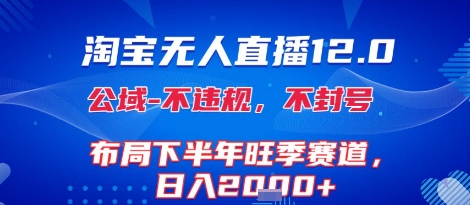 淘宝无人直播12.0，不封号，不违规，布局下半年旺季赛道，日入1k+(独家技术)【揭秘】网赚库-项目库-轻创网-中创网-福缘网-冒泡网-资源之家-AI光年冉冉网赚资源