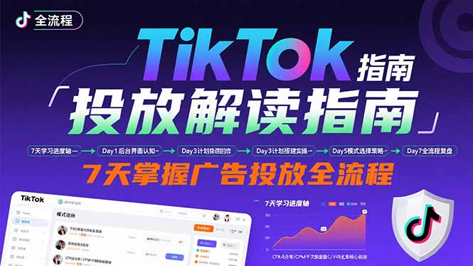 TikTok投放解读指南：后台操作/计划建立/模式选择，7天掌握广告投放全流程网赚库-项目库-轻创网-中创网-福缘网-冒泡网-资源之家-AI光年冉冉网赚资源