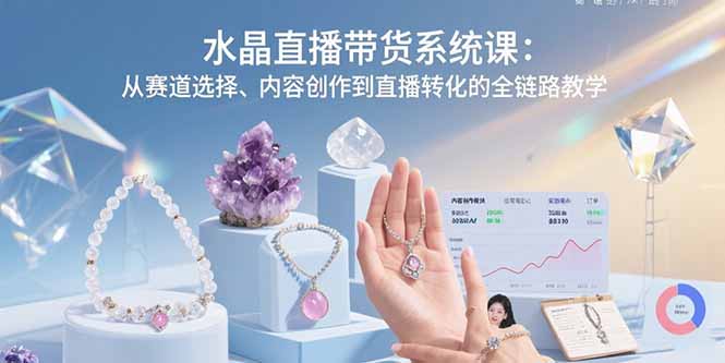 水晶直播带货系统课：从赛道选择、内容创作到直播转化的全链路教学网赚库-项目库-轻创网-中创网-福缘网-冒泡网-资源之家-AI光年冉冉网赚资源