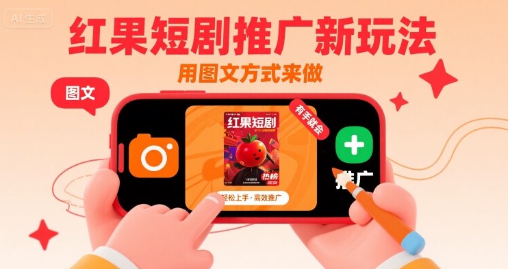 红果短剧推广新玩法，用图文方式来做，有手就会网赚库-项目库-轻创网-中创网-福缘网-冒泡网-资源之家-AI光年冉冉网赚资源