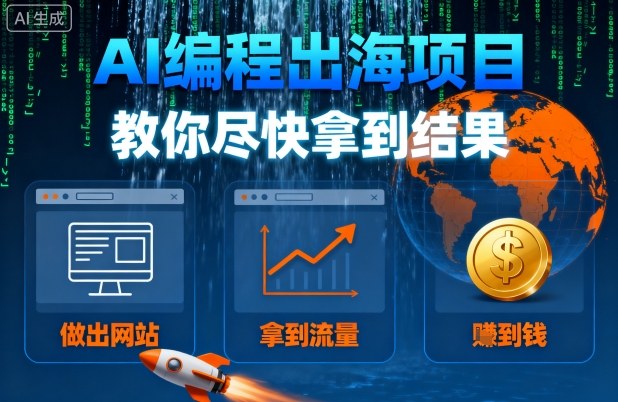 AI编程出海项目，教你尽快拿到结果-做出网站、拿到流量、賺到钱网赚库-项目库-轻创网-中创网-福缘网-冒泡网-资源之家-AI光年冉冉网赚资源