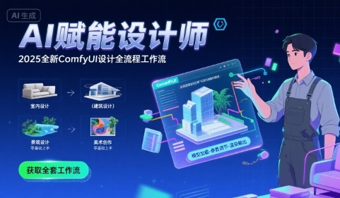 AI赋能设计师， 2025全新comfyui设计全流程工作流 ，室内-建筑-景观-美术，零基础直接上手网赚库-项目库-轻创网-中创网-福缘网-冒泡网-资源之家-AI光年冉冉网赚资源