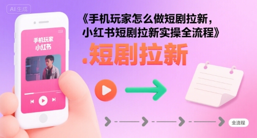手机玩家怎么做短剧拉新，小红书短剧拉新实操全流程网赚库-项目库-轻创网-中创网-福缘网-冒泡网-资源之家-AI光年冉冉网赚资源