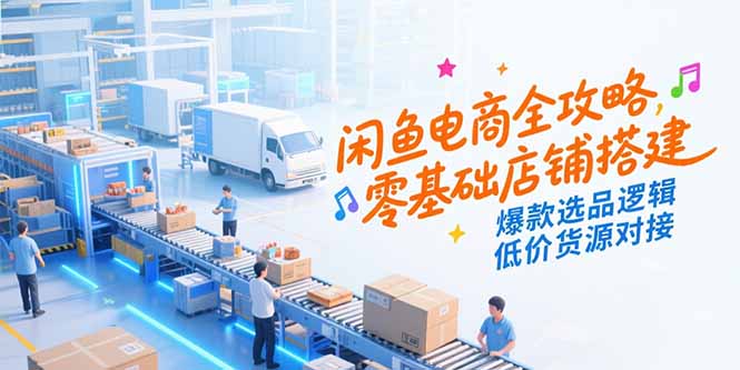 闲鱼电商全攻略，零基础店铺搭建，爆款选品逻辑，低价货源对接网赚库-项目库-轻创网-中创网-福缘网-冒泡网-资源之家-AI光年冉冉网赚资源