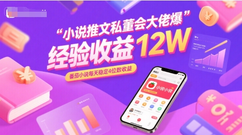小说推文私董会大佬爆单经验分享收益12W，番茄小说每天稳定4位数收益网赚库-项目库-轻创网-中创网-福缘网-冒泡网-资源之家-AI光年冉冉网赚资源