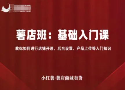 小红薯薯店商城卖货，基础入门课，教你如何进行店铺开通、后台设置、产品上传等入门知识网赚库-项目库-轻创网-中创网-福缘网-冒泡网-资源之家-AI光年冉冉网赚资源