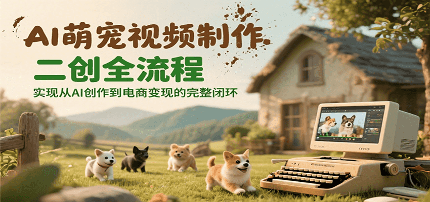 AI萌宠视频制作二创全流程，实现从AI创作到电商变现的完整闭环网赚库-项目库-轻创网-中创网-福缘网-冒泡网-资源之家-AI光年冉冉网赚资源