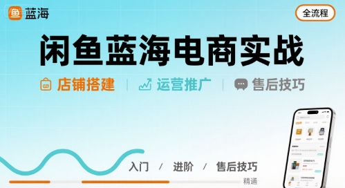 闲鱼蓝海电商实战，店铺搭建运营售后全流程网赚库-项目库-轻创网-中创网-福缘网-冒泡网-资源之家-AI光年冉冉网赚资源