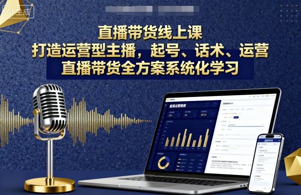 直播带货线上课，打造运营型主播，起号、话术、运营，直播带货全方案系统化学习网赚库-项目库-轻创网-中创网-福缘网-冒泡网-资源之家-AI光年冉冉网赚资源