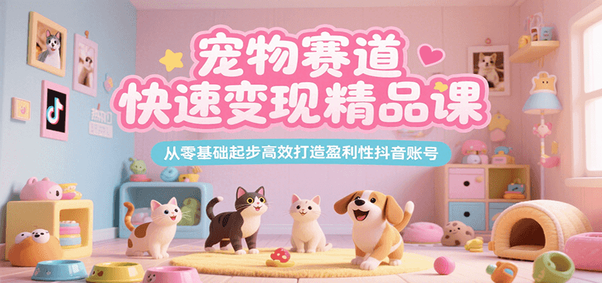 宠物赛道快速变现精品课，从零基础起步高效打造盈利性抖音账号网赚库-项目库-轻创网-中创网-福缘网-冒泡网-资源之家-AI光年冉冉网赚资源