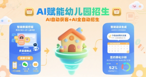 AI赋能幼儿园招生，AI自动获客+AI全自动招生网赚库-项目库-轻创网-中创网-福缘网-冒泡网-资源之家-AI光年冉冉网赚资源