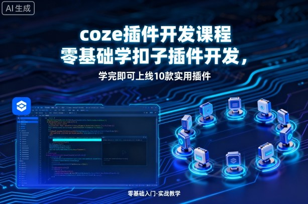 coze插件开发课程，零基础学扣子插件开发，学完即可上线10款实用插件网赚库-项目库-轻创网-中创网-福缘网-冒泡网-资源之家-AI光年冉冉网赚资源