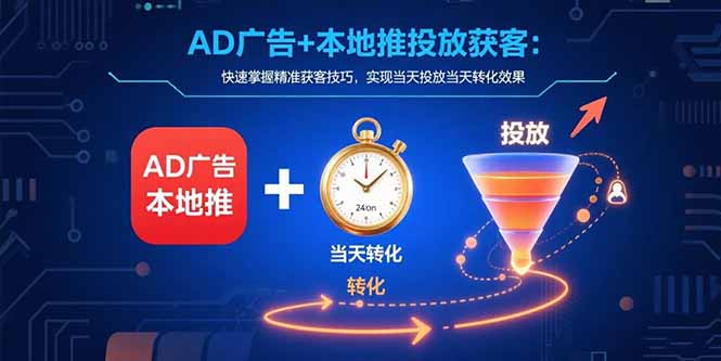 AD广告+本地推投放获客：快速掌握精准获客技巧，实现当天投放当天转化效果网赚库-项目库-轻创网-中创网-福缘网-冒泡网-资源之家-AI光年冉冉网赚资源