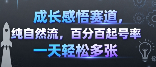 成长感悟赛道，纯自然流，百分百起号率 一天轻松多张网赚库-项目库-轻创网-中创网-福缘网-冒泡网-资源之家-AI光年冉冉网赚资源