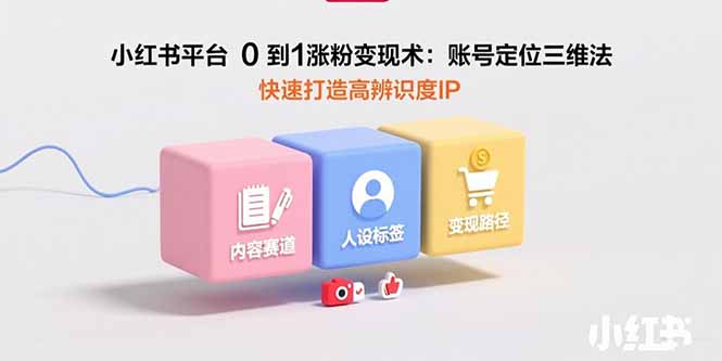 小红书平台0到1涨粉变现术：账号定位三维法，快速打造高辨识度IP网赚库-项目库-轻创网-中创网-福缘网-冒泡网-资源之家-AI光年冉冉网赚资源