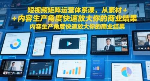 短视频矩阵运营体系课，从素材+内容生产角度快速放大你的商业结果网赚库-项目库-轻创网-中创网-福缘网-冒泡网-资源之家-AI光年冉冉网赚资源