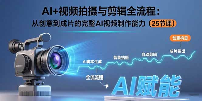AI+视频拍摄与剪辑全流程：从创意到成片的完整AI视频制作能力(25节课网赚库-项目库-轻创网-中创网-福缘网-冒泡网-资源之家-AI光年冉冉网赚资源