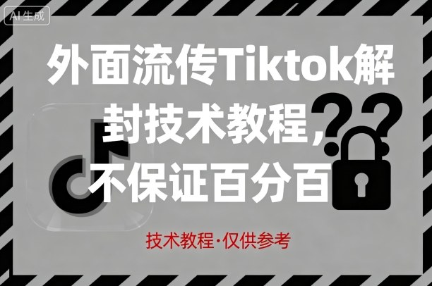 外面流传Tiktok解封技术教程，不保证百分百，具体自测网赚库-项目库-轻创网-中创网-福缘网-冒泡网-资源之家-AI光年冉冉网赚资源