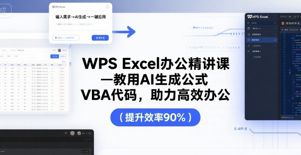 WPS Excel办公精讲课，教用 AI 生成公式，VBA 代码，助力高效办公网赚库-项目库-轻创网-中创网-福缘网-冒泡网-资源之家-AI光年冉冉网赚资源