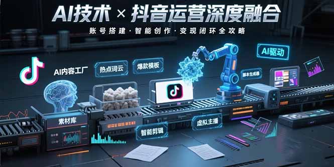 AI技术与抖音运营的深度融合应用：涵盖账号搭建、内容创作、收益变现等网赚库-项目库-轻创网-中创网-福缘网-冒泡网-资源之家-AI光年冉冉网赚资源