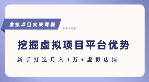 抓住虚拟项目各平台优势，新手轻松月入1W+(给出具体建议)网赚库-项目库-轻创网-中创网-福缘网-冒泡网-资源之家-AI光年冉冉网赚资源