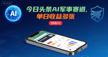 今日头条AI军事赛道，单日收益多张 ，手机可做【附指令】网赚库-项目库-轻创网-中创网-福缘网-冒泡网-资源之家-AI光年冉冉网赚资源