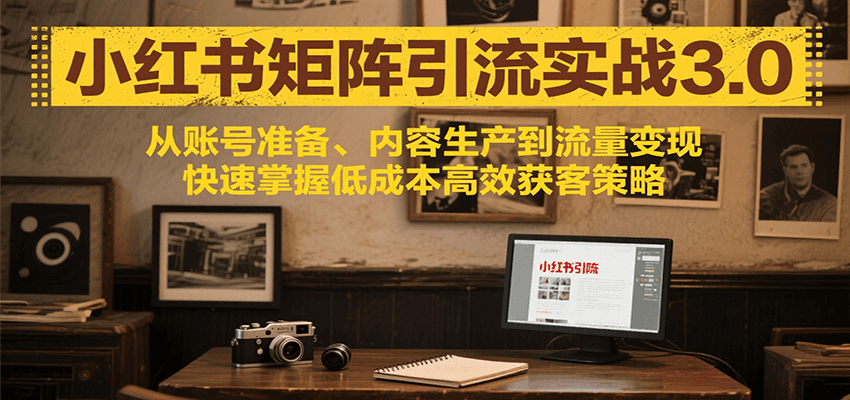 小红书矩阵引流3.0，从账号准备、内容生产到流量变现，快速掌握低成本高效获客策略网赚库-项目库-轻创网-中创网-福缘网-冒泡网-资源之家-AI光年冉冉网赚资源