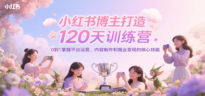 小红书博主打造120天训练营，0到1掌握平台运营、内容制作和商业变现网赚库-项目库-轻创网-中创网-福缘网-冒泡网-资源之家-AI光年冉冉网赚资源