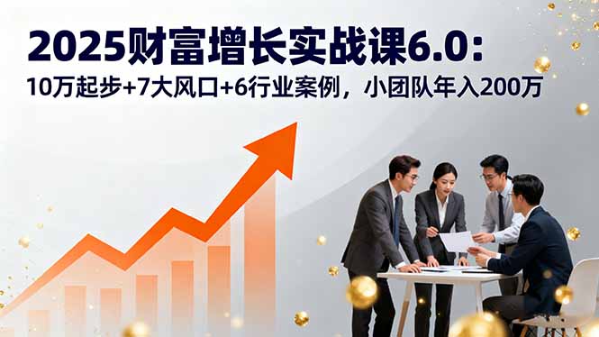 2025财富增长实战课6.0：10万起步+7大风口+6行业案例，小团队年入200万网赚库-项目库-轻创网-中创网-福缘网-冒泡网-资源之家-AI光年冉冉网赚资源