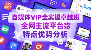 自媒体VIP全实操卓越班，全网主流平台特点优势分析网赚库-项目库-轻创网-中创网-福缘网-冒泡网-资源之家-AI光年冉冉网赚资源