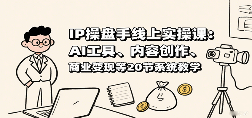 IP操盘手线上实操课：AI工具、内容创作、商业变现等20节系统教学网赚库-项目库-轻创网-中创网-福缘网-冒泡网-资源之家-AI光年冉冉网赚资源