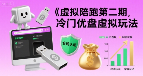 虚拟陪跑第二期，冷门优盘虚拟玩法，不违规，利润可观网赚库-项目库-轻创网-中创网-福缘网-冒泡网-资源之家-AI光年冉冉网赚资源