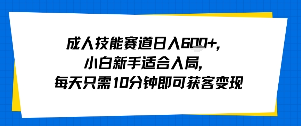 成人技能赛道日入多张，小白新手适合入局，每天只需10分钟即可获客变现网赚库-项目库-轻创网-中创网-福缘网-冒泡网-资源之家-AI光年冉冉网赚资源