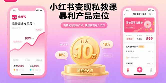 小红书变现私教课，暴利产品定位，高转化内容生产术，快速实现月入10万网赚库-项目库-轻创网-中创网-福缘网-冒泡网-资源之家-AI光年冉冉网赚资源