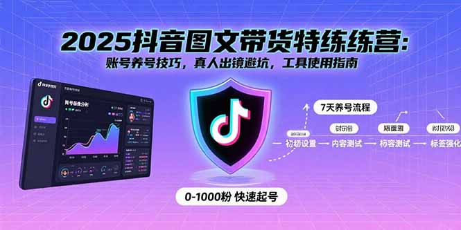 2025抖音图文带货特练营：账号养号技巧，真人出镜避坑，工具使用指南网赚库-项目库-轻创网-中创网-福缘网-冒泡网-资源之家-AI光年冉冉网赚资源