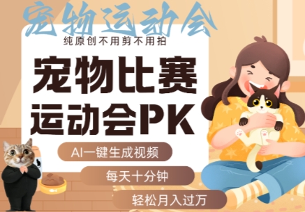 AI一键生成宠物比赛运动会PK视频，纯原创不用剪不用拍，每天十分钟，轻松月入过1W+网赚库-项目库-轻创网-中创网-福缘网-冒泡网-资源之家-AI光年冉冉网赚资源