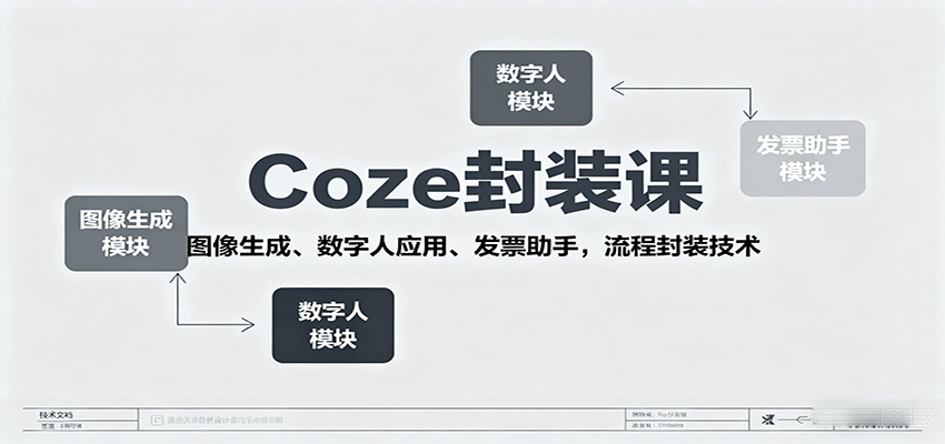 Coze封装课，图像生成、数字人应用、发票助手，流程封装技术网赚库-项目库-轻创网-中创网-福缘网-冒泡网-资源之家-AI光年冉冉网赚资源
