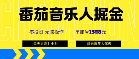 番茄音乐人掘金，单账号最高可撸1k+，可无限矩阵去做，零投入网赚库-项目库-轻创网-中创网-福缘网-冒泡网-资源之家-AI光年冉冉网赚资源