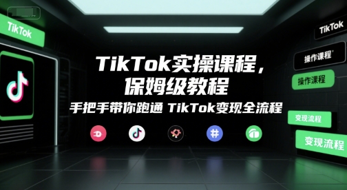 TikTok实操课程，保姆级教程，手把手带你跑通TikTok变现全流程网赚库-项目库-轻创网-中创网-福缘网-冒泡网-资源之家-AI光年冉冉网赚资源