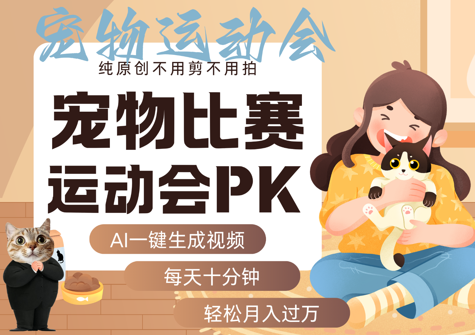 AI萌宠运动员跳水 射击 篮球 足球比赛 每天十分钟 附详细提示词文案库 代替做…网赚库-项目库-轻创网-中创网-福缘网-冒泡网-资源之家-AI光年冉冉网赚资源