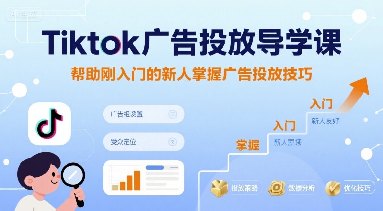 Tiktok广告投放导学课，帮助刚入门的新人掌握广告投放技巧网赚库-项目库-轻创网-中创网-福缘网-冒泡网-资源之家-AI光年冉冉网赚资源