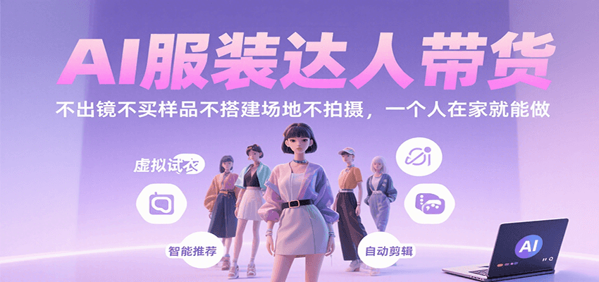 AI服装达人带货，不出镜不买样品不搭建场地不拍摄，一个人在家就能做网赚库-项目库-轻创网-中创网-福缘网-冒泡网-资源之家-AI光年冉冉网赚资源