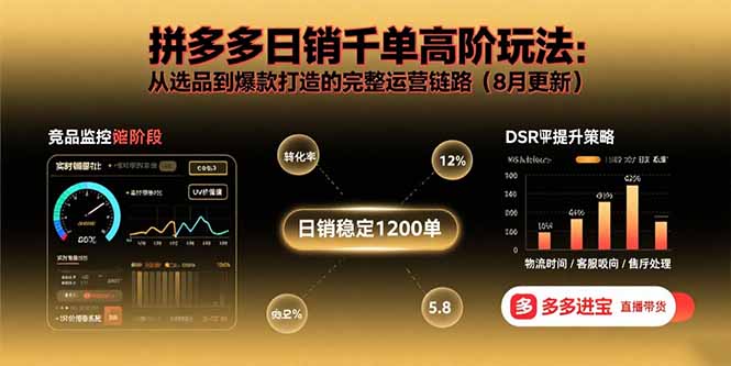 拼多多日销千单高阶玩法：从选品到爆款打造的完整运营链路(8月更新网赚库-项目库-轻创网-中创网-福缘网-冒泡网-资源之家-AI光年冉冉网赚资源